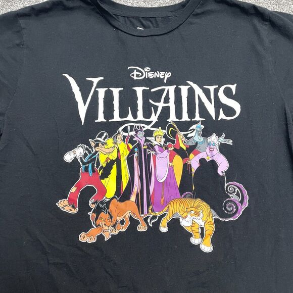 Disney Villains Graphic T-Shirt Women XL Black Crew Neck Short Sleeve Casual Tee - Picture 3 of 10